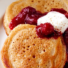 Almond Griddle Cakes with Cranberry Syrup Photo